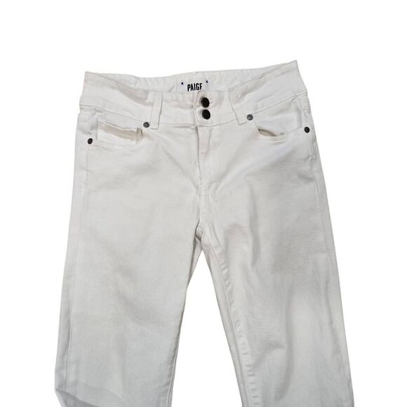 Paige Hidden Hills Straight Jeans Women's 26 White Denim Stretch Zip Fly Hipster - Picture 3 of 8